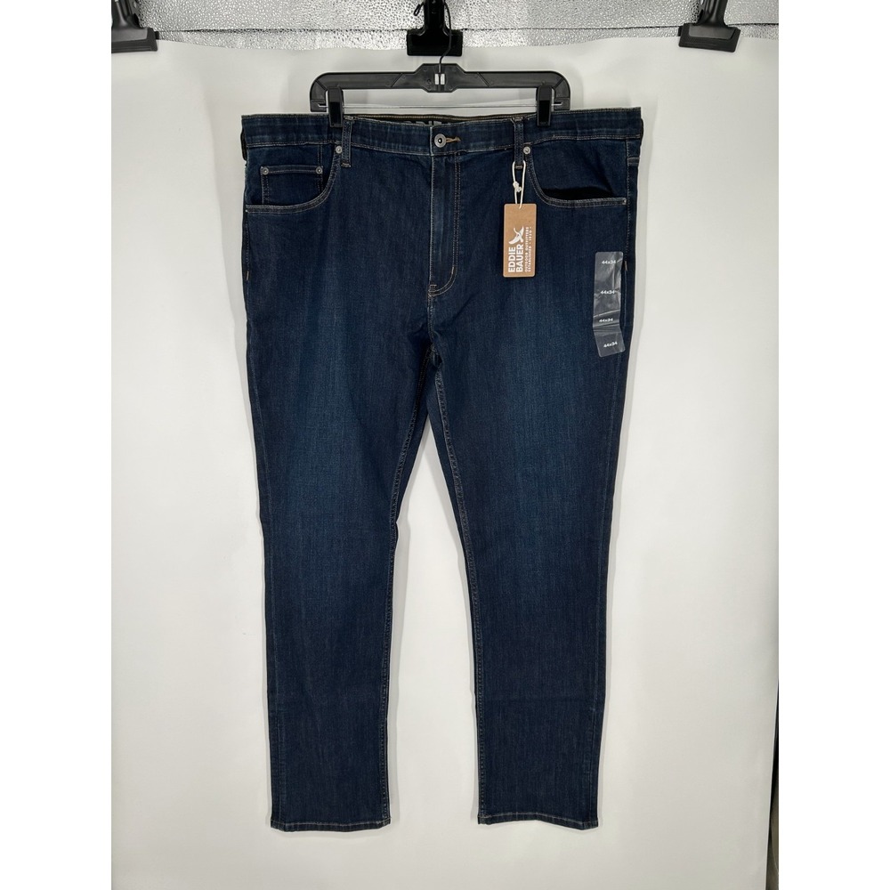 Eddie Bauer Voyager Flex 2.0 Jeans Mens 44x34 Dark Wash Straight Leg Slim Fit